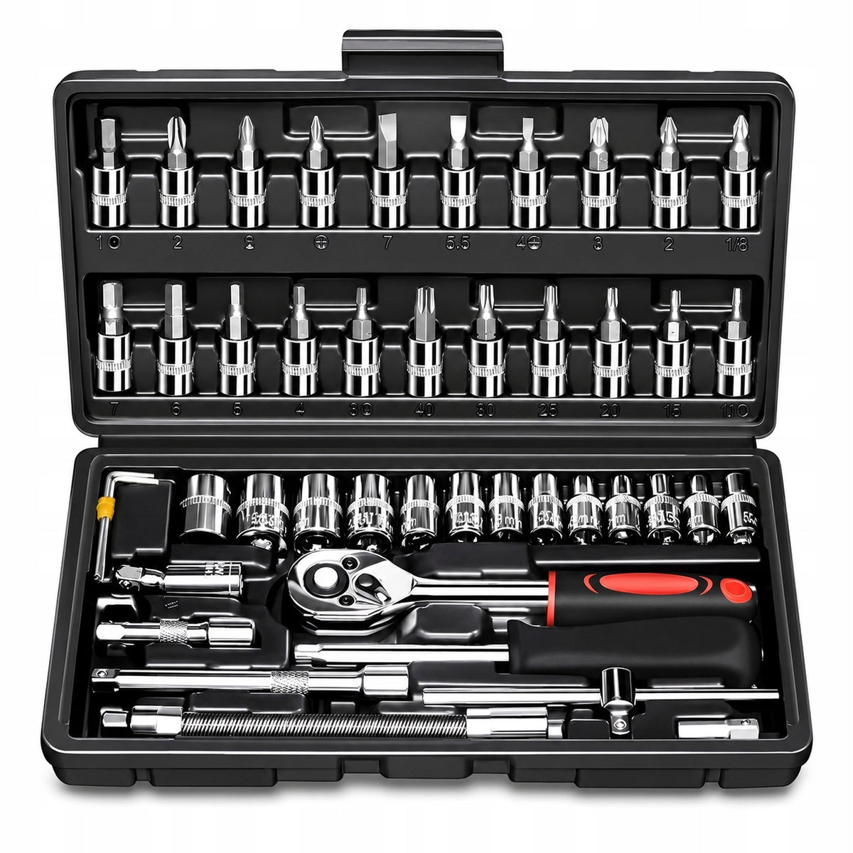 SET OF SOCKET WRENCH BITS RATCHET ADAPTERS SOCKET WRENCHES 46 PIECES