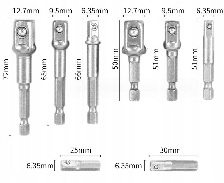 SET OF SOCKET WRENCH REDUCTION ADAPTERS BIT HEX FOR SOCKETS 1/2 1/4 3/8 Brand Extra German Style