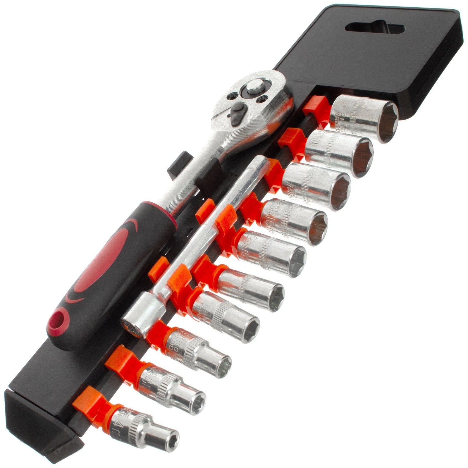 SET OF SOCKET WRENCHES 1/4" 12el RATCHET EXTENSION CAPS steel CR-V Brand M MODECAR