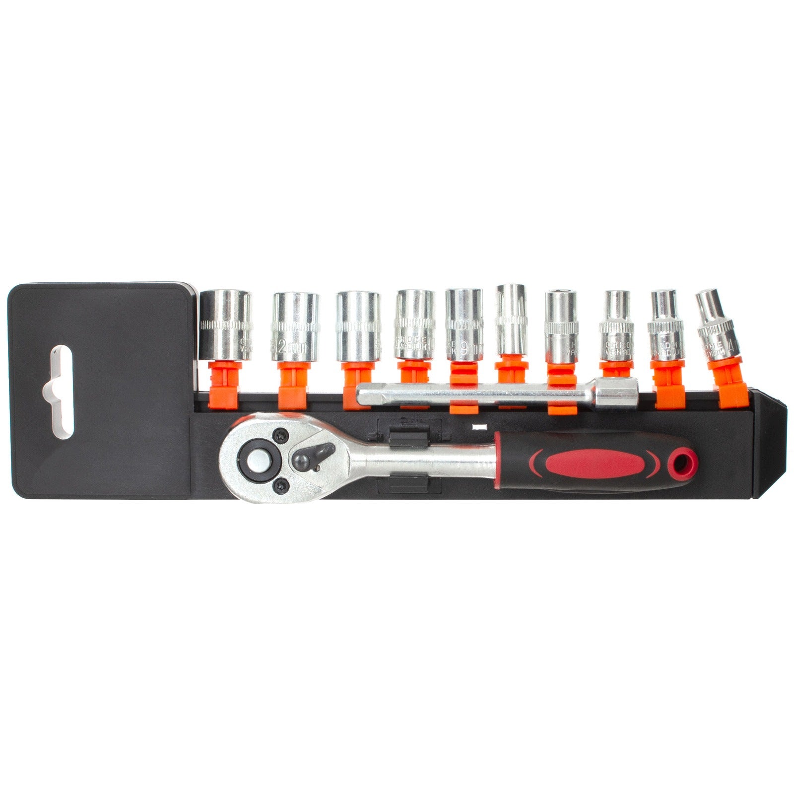 SET OF SOCKET WRENCHES 1/4" 12el RATCHET EXTENSION CAPS steel CR-V Number of items in the set 12