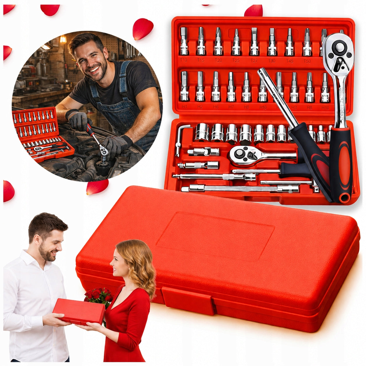 SET OF SOCKET WRENCHES 46EL STEEL GIFT FOR MAN
