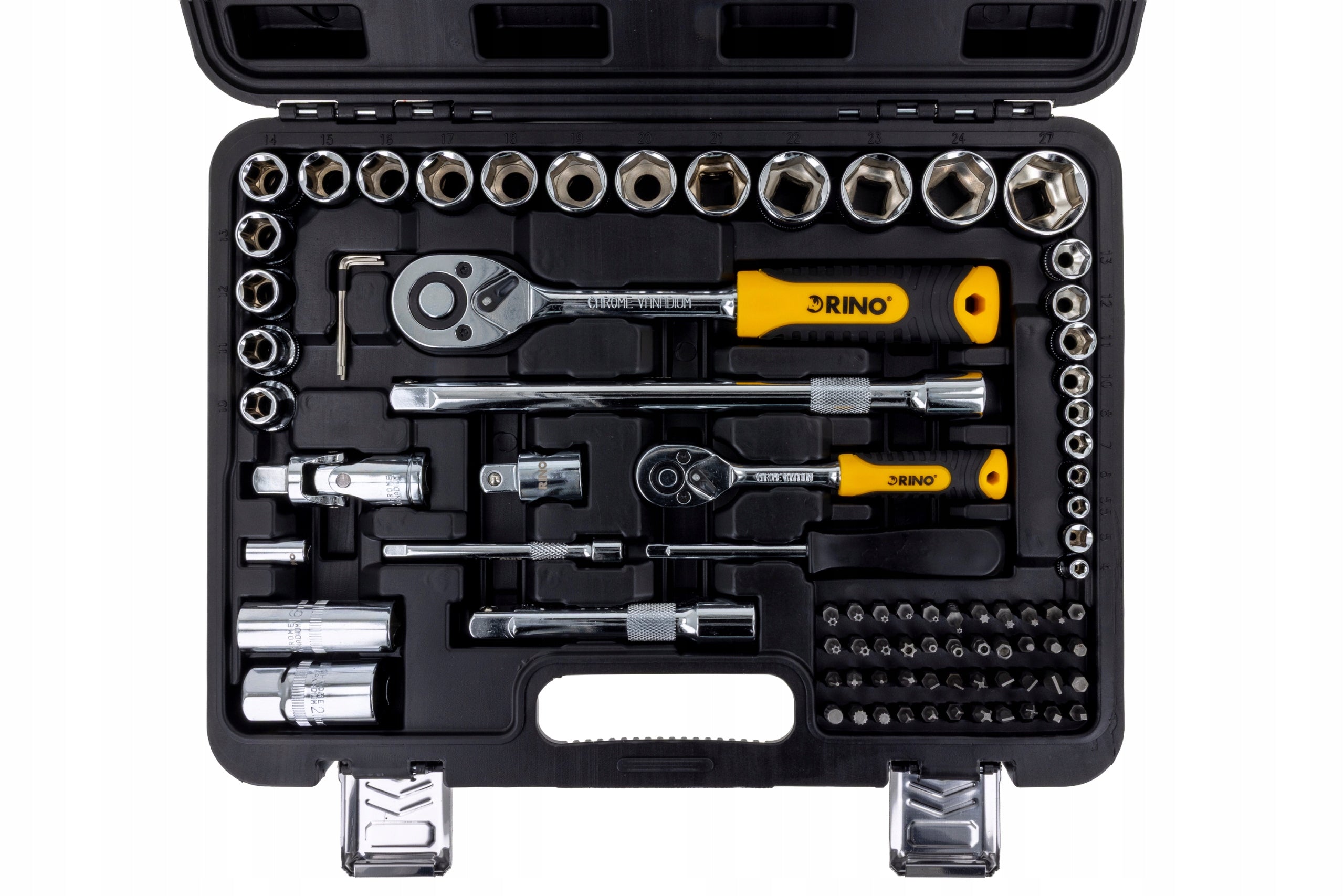 SET OF SOCKET WRENCHES 84 EL. SUITCASE BITS THUNDER CAP CRV RINO Packaging status original