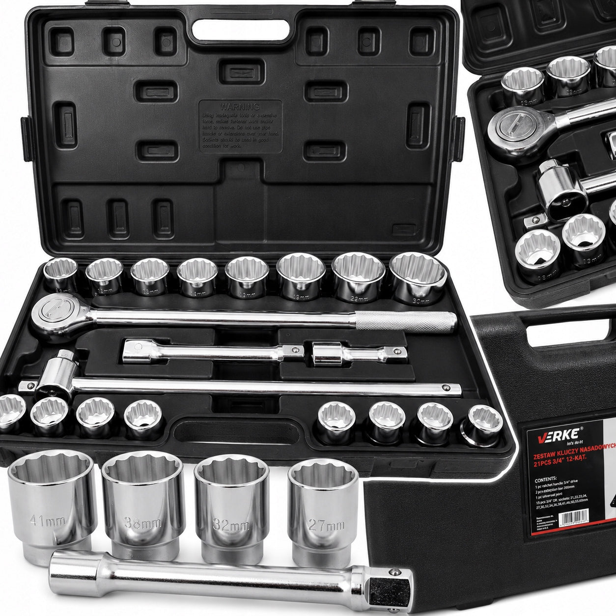 SET OF SOCKET WRENCHES LARGE 3/4 INCH SOCKET WRENCHES 21 EL LARGE TIR CRV