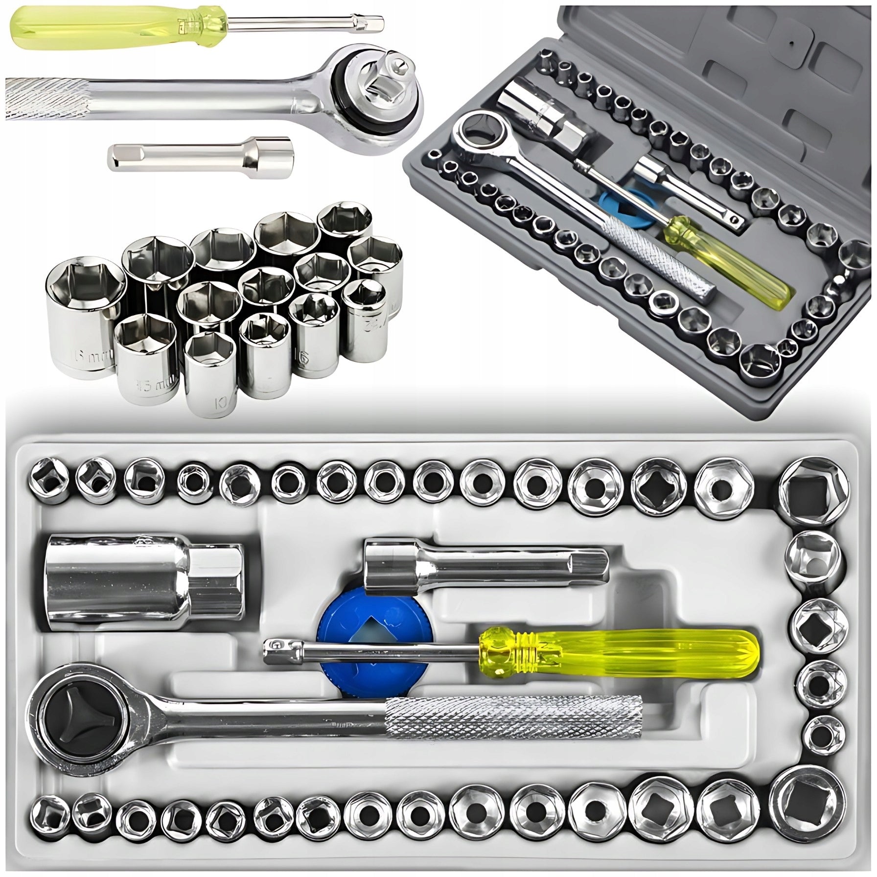 SET OF SOCKET WRENCHES TOOLS 40 ELEMENTS CAP
