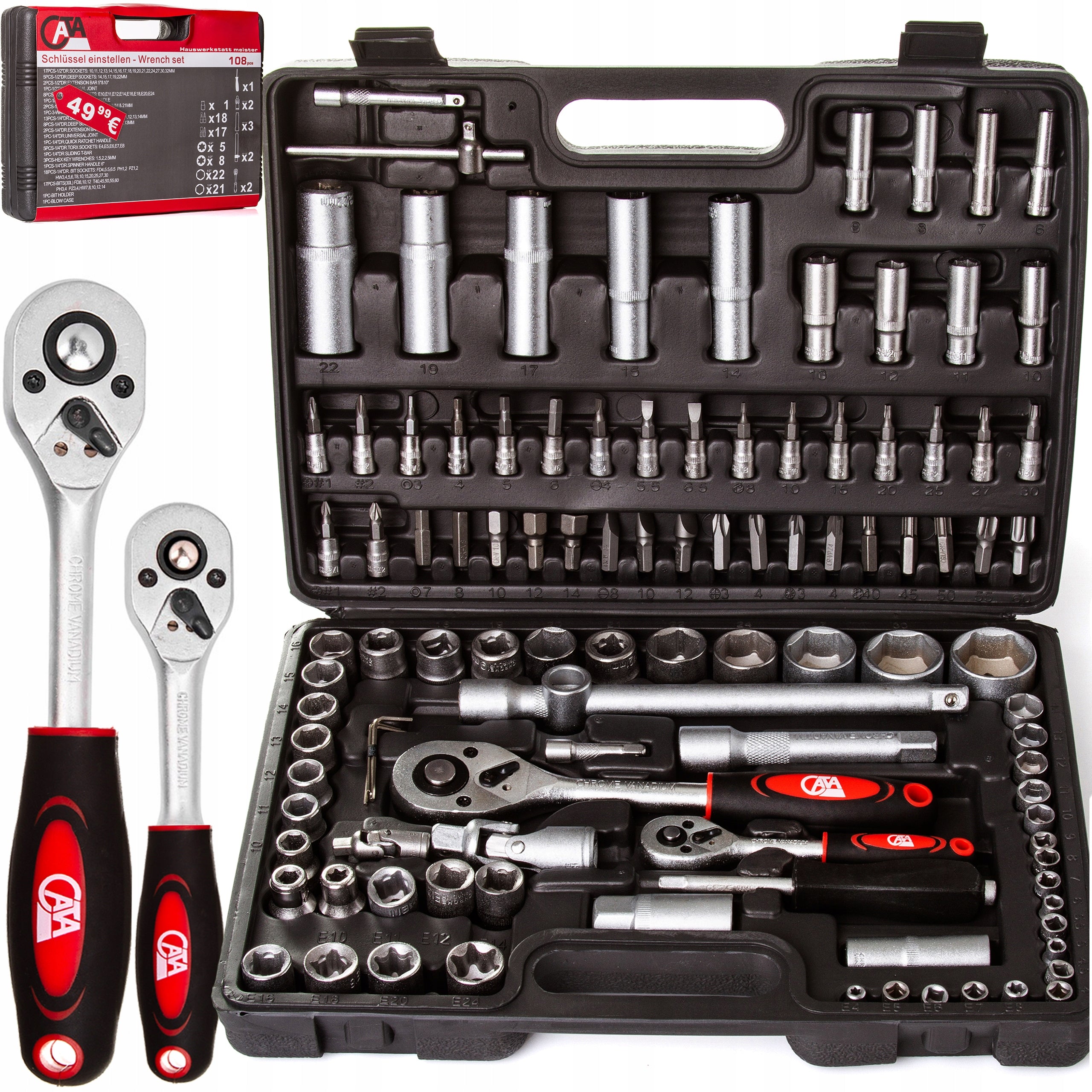 SET OF SOCKET WRENCHES TOOLS SOCKET WRENCHES 108 EL. SUITCASE TORX BITS