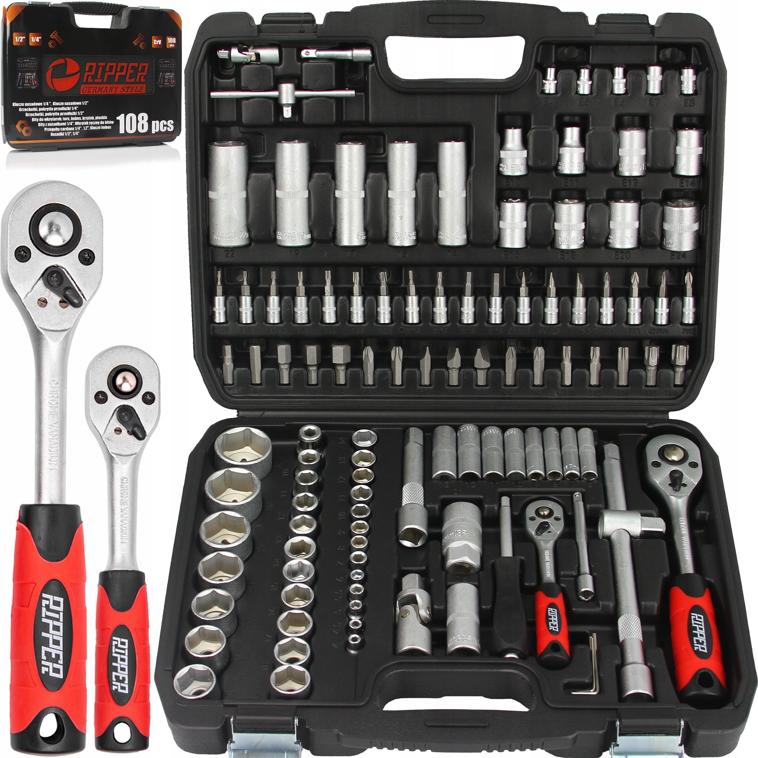 SET OF SOCKET WRENCHES TORX 108 ELEMENTS