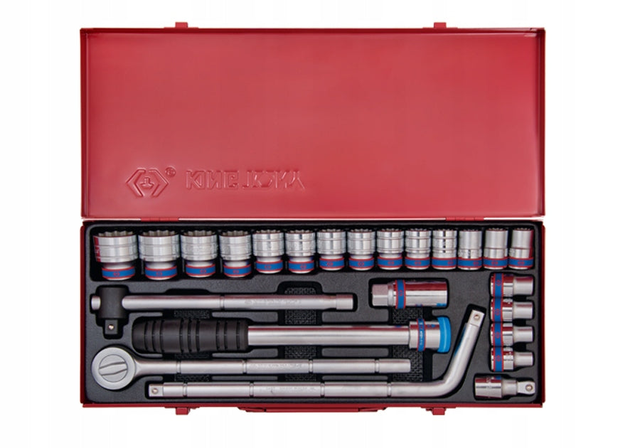 SET OF SOCKETS 1/2'' 10-32MM 24 PIECES WITH ACCESSORIES 4524MR KING TONY