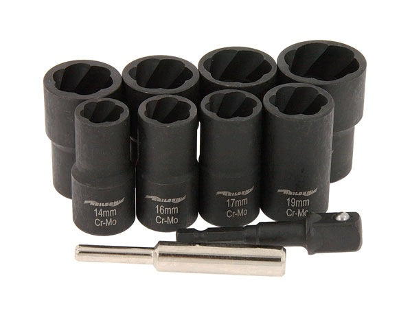 SET OF SOCKETS FOR DAMAGED BOLTS AND NUTS 1/2" 10 ELEMENTS SET