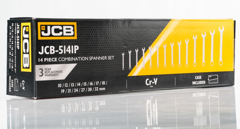 SET OF SPANNER WRENCHES 14 ELEMENTS STEEL CRV 10-32 MM JCB EAN (GTIN) 5056485704044