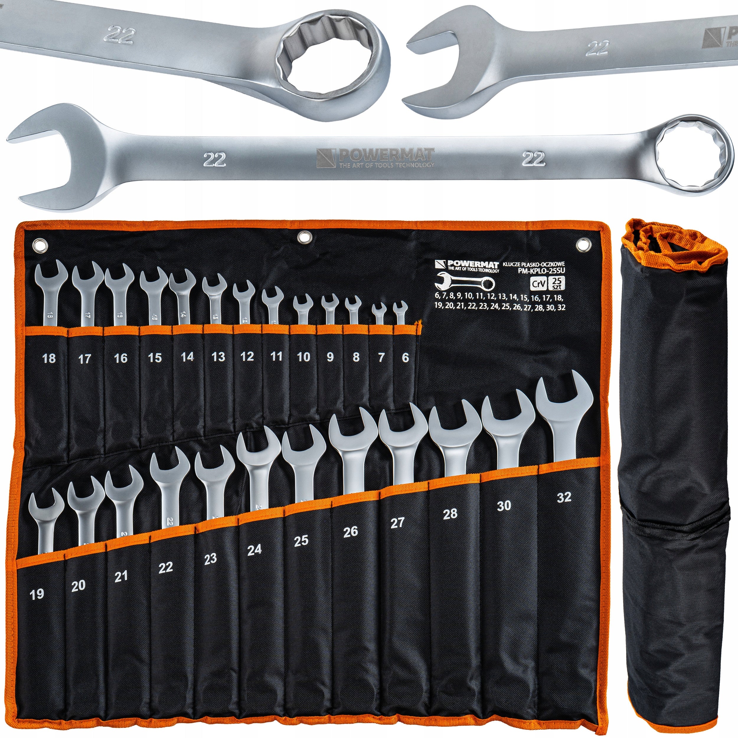 SET OF SPANNER WRENCHES 25 ELEMENTS 6-32MM CrV IN CASE FOR GARAGE
