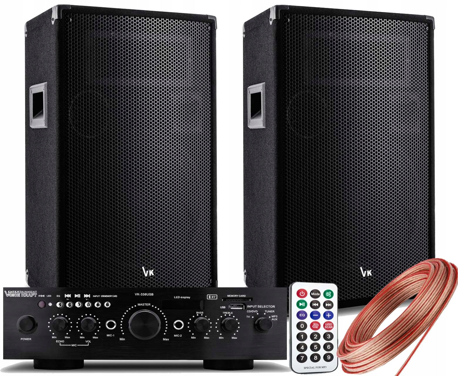 SET OF SPEAKERS 1200W BLUETOOTH AMPLIFIER CABLES 5K