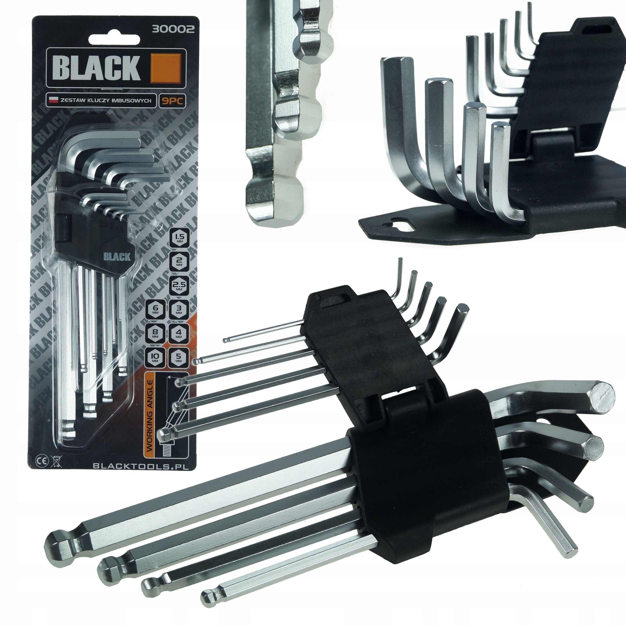 SET OF SPHERICAL ALLEN WRENCHES 9 PC 1,5-10 BLACK CRV BLACK
