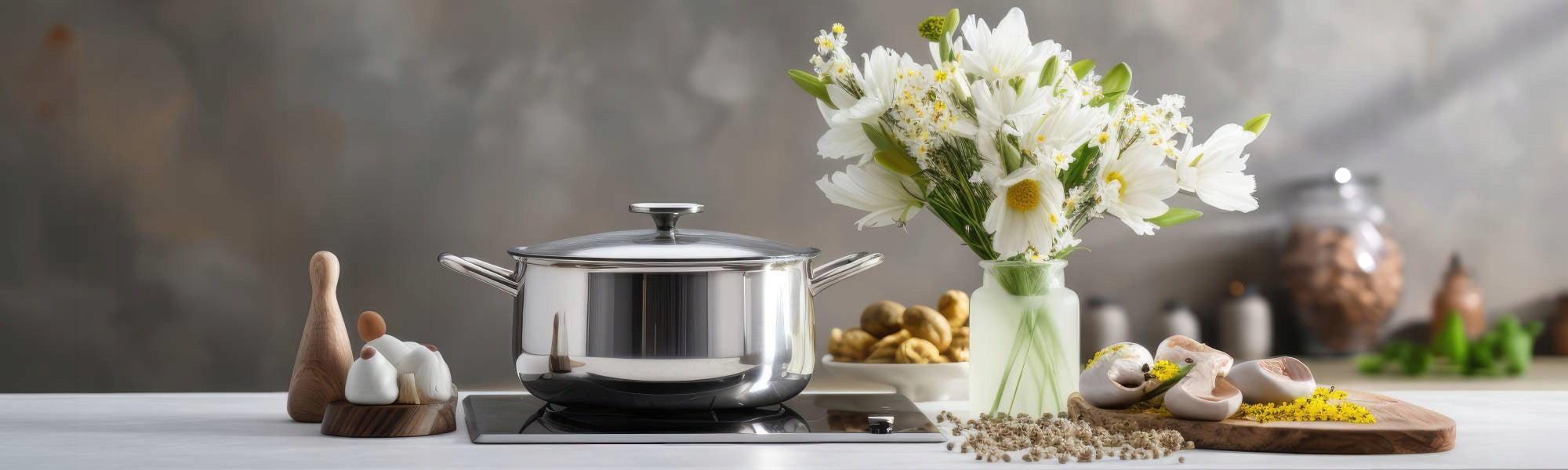 SET OF STAINLESS STEEL POTS 6EL. INDUCTION GAS pots lid Manufacturer code HASU90