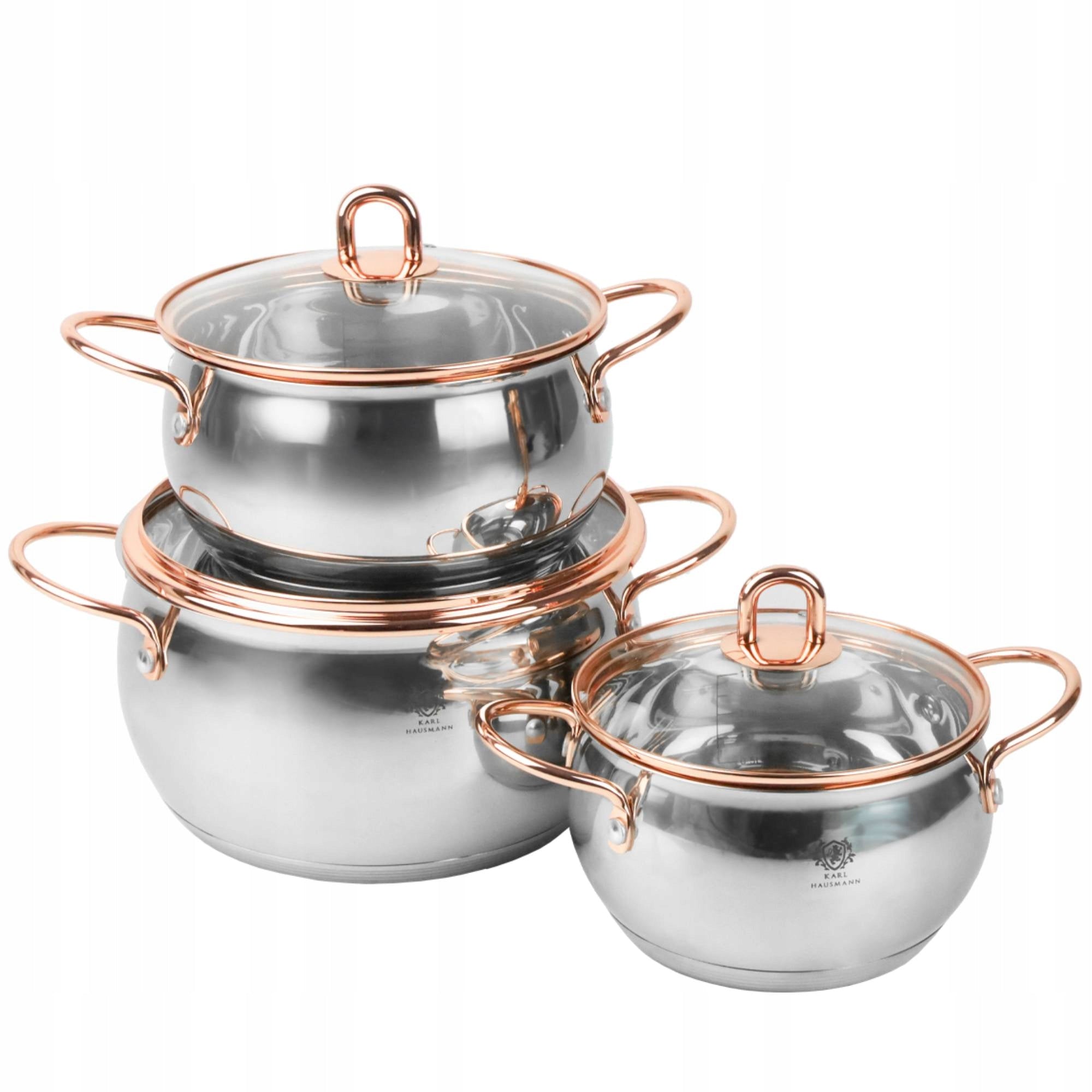 SET OF STAINLESS STEEL POTS 6EL. INDUCTION GAS pots lid