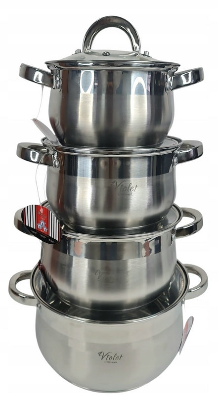 SET OF STEEL POTS Ø16/18/20/24CM SET OF STAINLESS STEEL INDUCTION Packaging status original