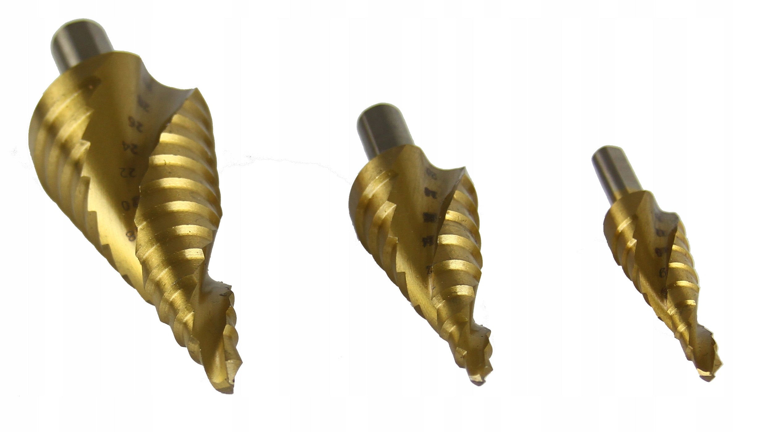 SET OF STEP CONICAL DRILL BITS FOR METAL WOOD PLASTIC 4-12/4-20/6-30 Drill bit type spiral conical step drill bit set