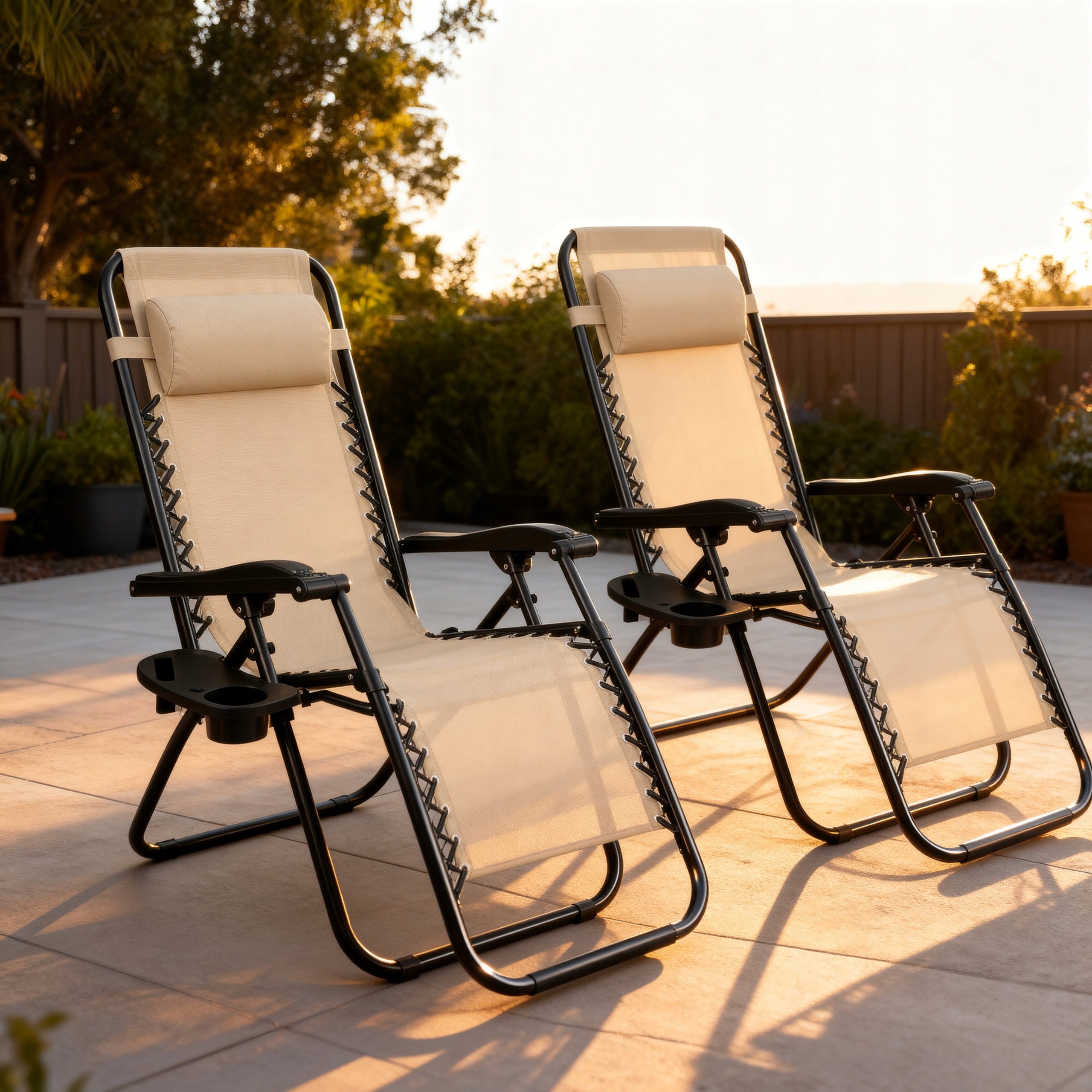 SET OF SUN LOUNGERS 2 X SUN LOUNGER TDC-2502 GARDEN FOLDING HANDLE BAG Packaging status original