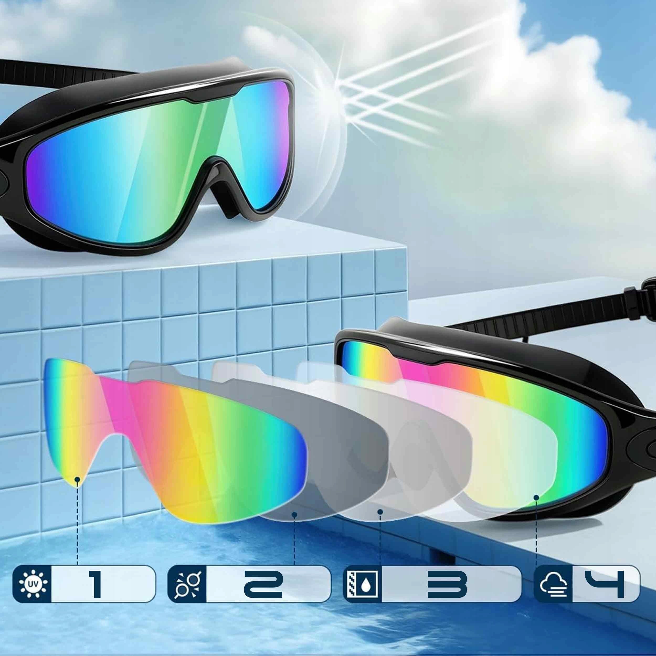 SET OF SWIMMING GOGGLES 2PCS FOR ANTI-FOG POOL + NOSE PLUGS Manufacturer code NA PLAŻĘ REGULOWANE DO PŁYWANIA STOPERY USZU