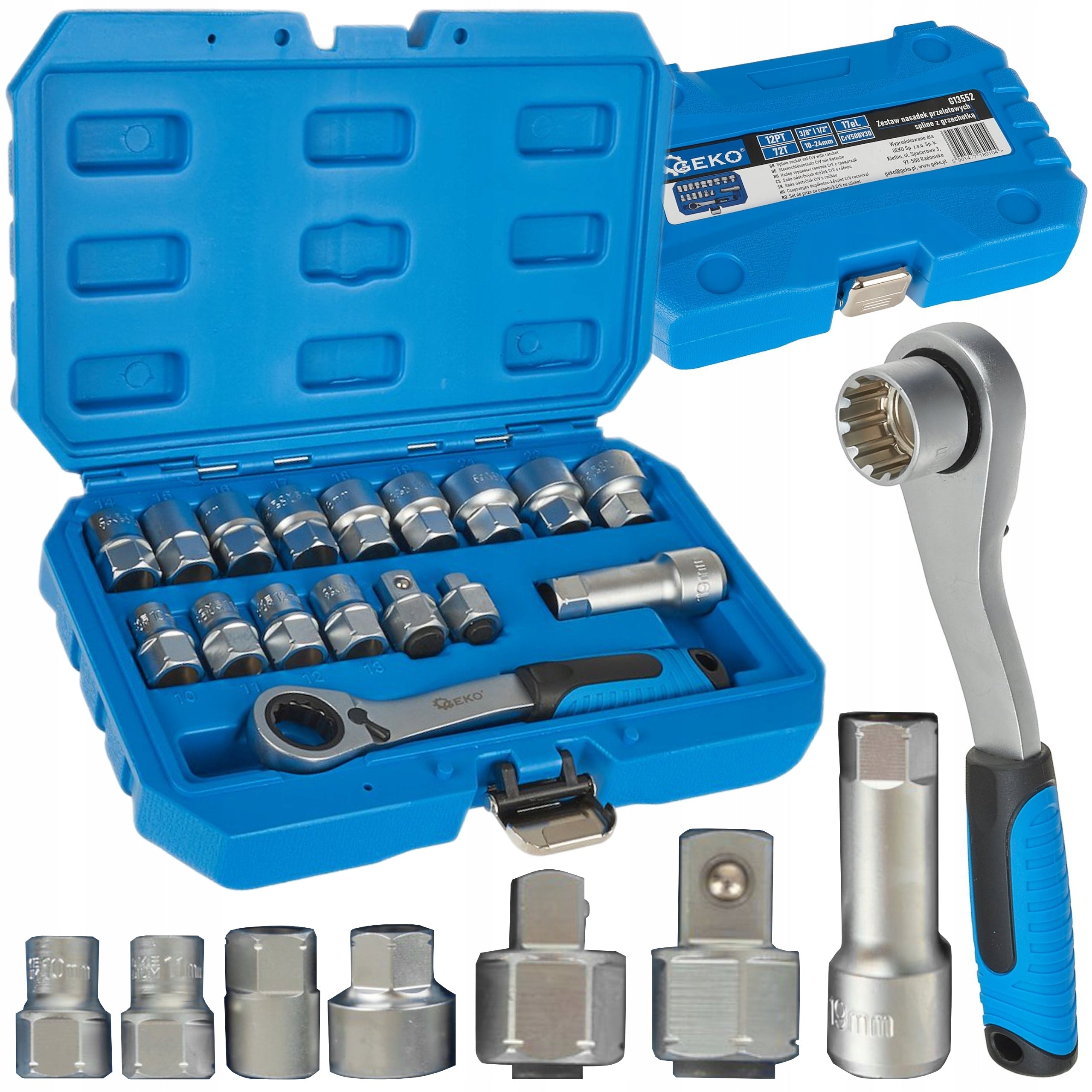 SET OF THROUGH SOCKETS SPLINE 10-24MM 17EL. CRV GEKO G13552