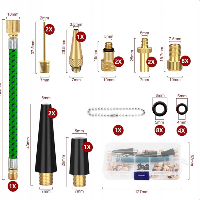 SET OF TIP ADAPTERS FOR BICYCLE PUMPING WHEELS TIRES VALVES 32 el Manufacturer code GMH23