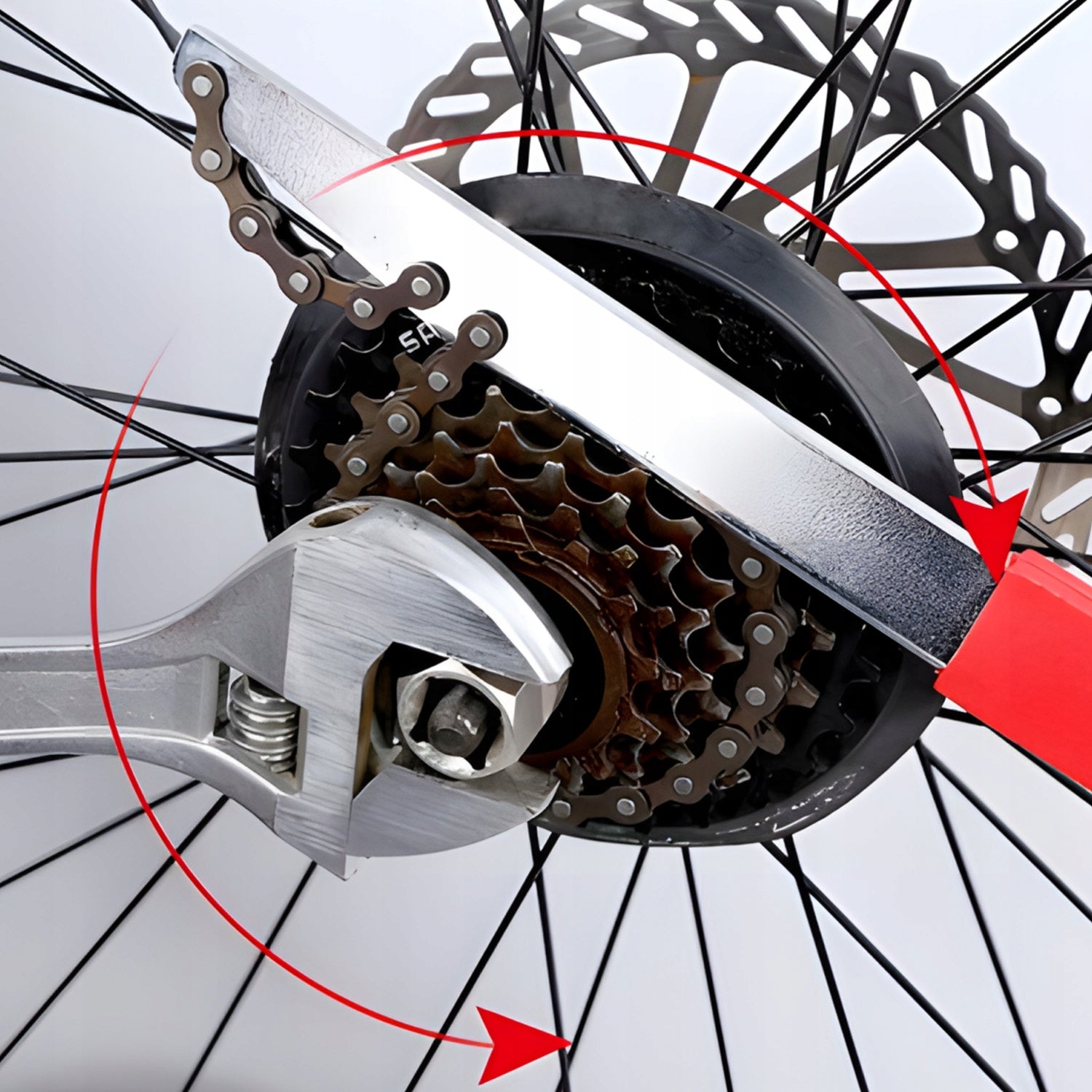 SET OF TOOLS FOR BICYCLES CRANKS CHAIN KEY FREEWHEEL SUPPORT 7el Packaging status original