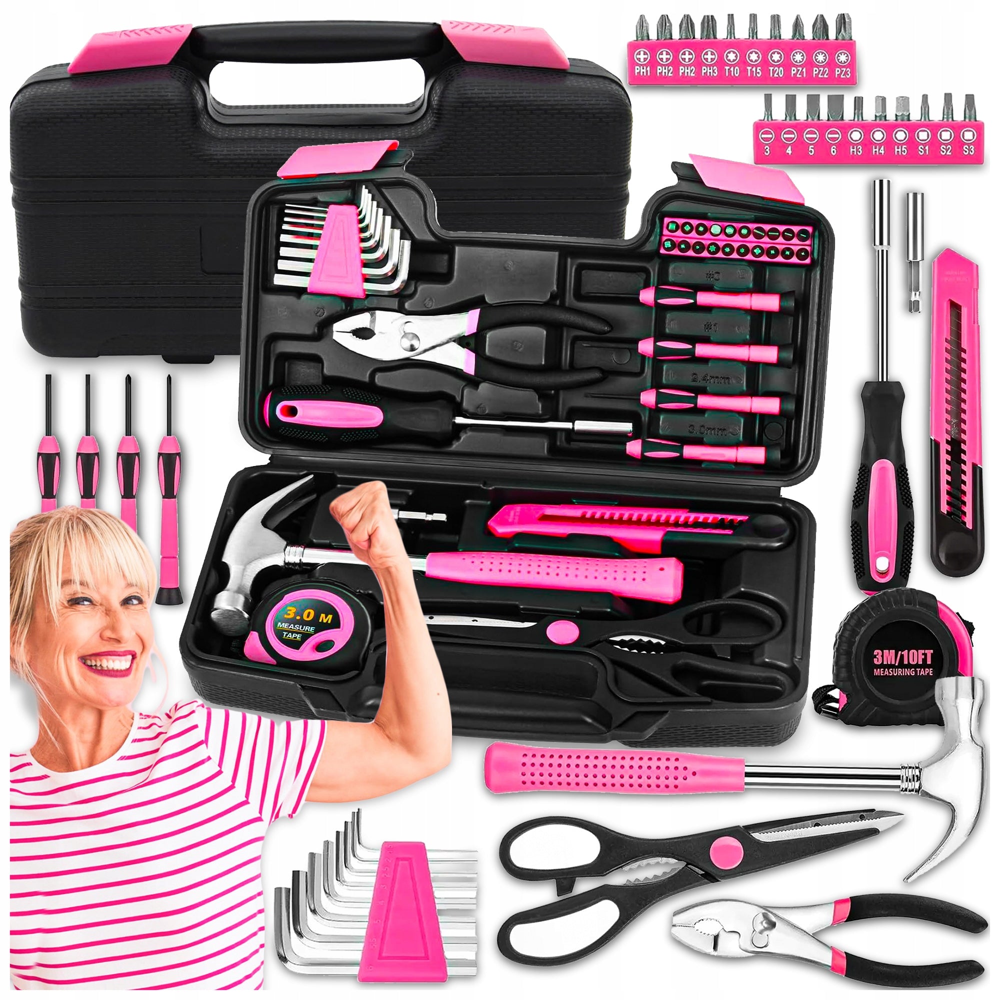 SET OF TOOLS FOR WOMEN HAND TOOLS FOR REPAIR 40EL PINK SUITCASE