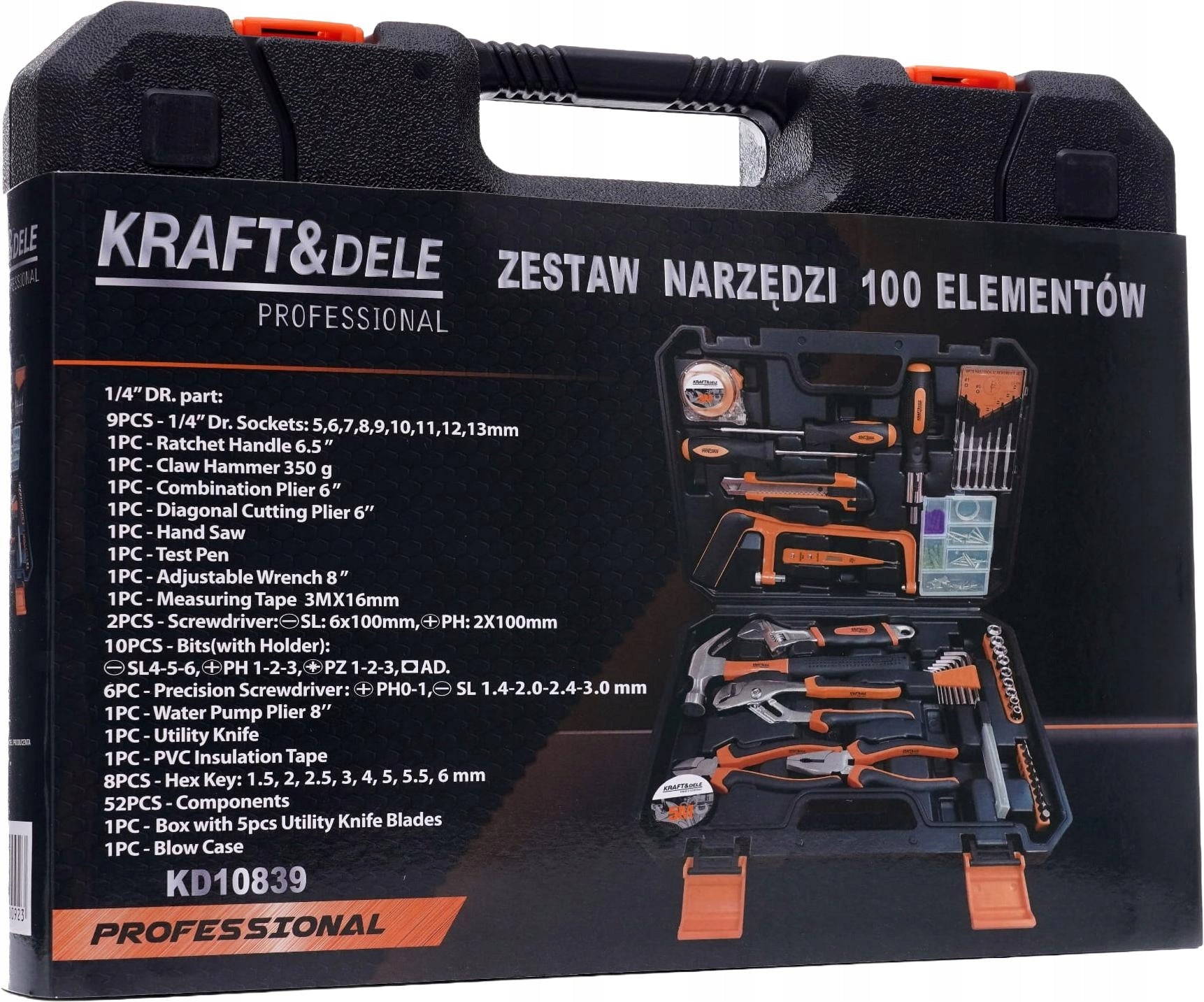 SET OF TOOLS KEYS TOOL CASE WRENCHES BITS PLIERS 100 EL. Product weight with unit packaging 4 kg