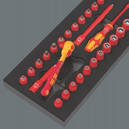 SET OF TOOLS VDE WITH RATCHET ZYKLOP 1/4' 30 PART FOAM 05150117001 WERA Packaging status original