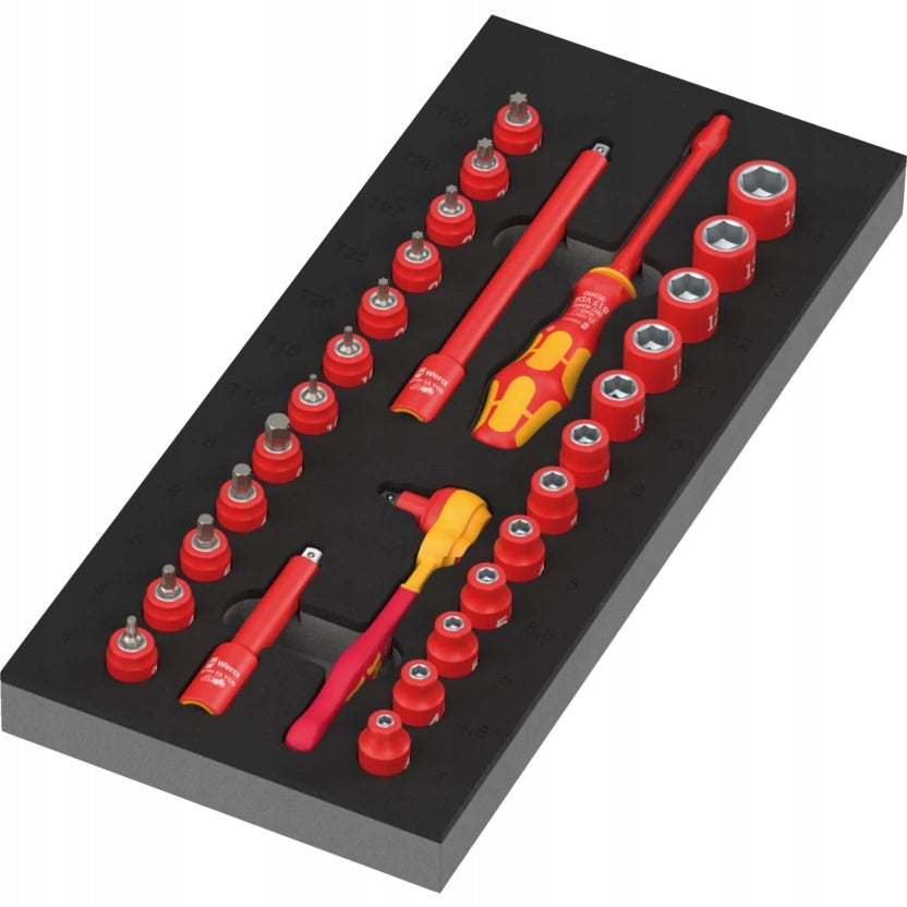 SET OF TOOLS VDE WITH RATCHET ZYKLOP 1/4' 30 PART FOAM 05150117001 WERA