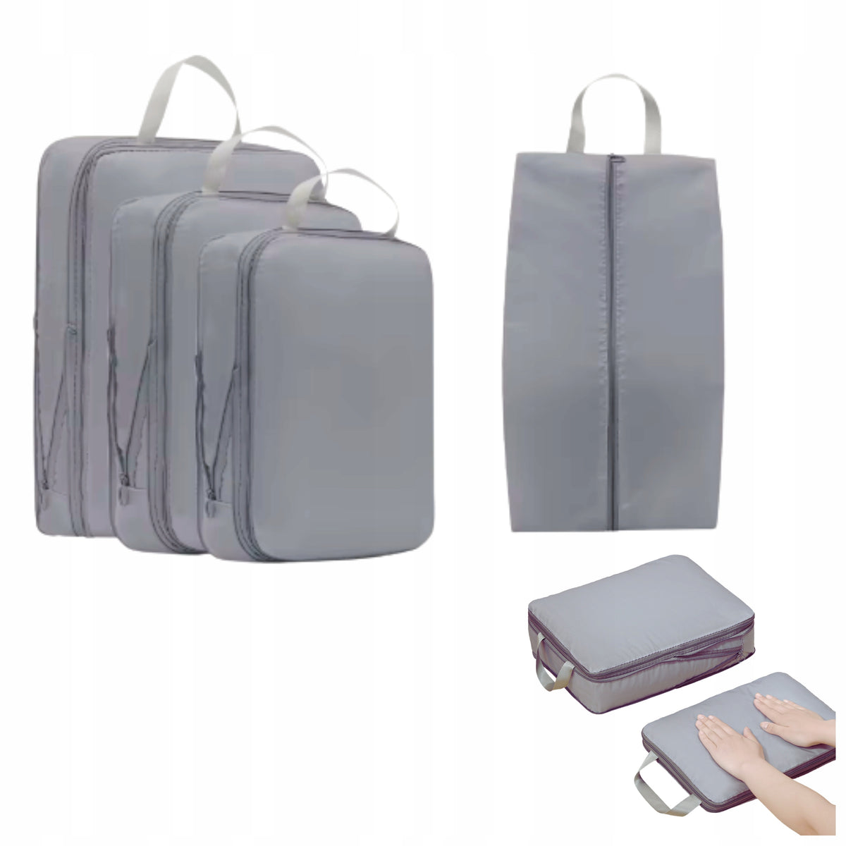 SET OF TRAVEL ORGANIZERS 4 PIECES COMPRESSION CLOTHES FOR SUITCASE