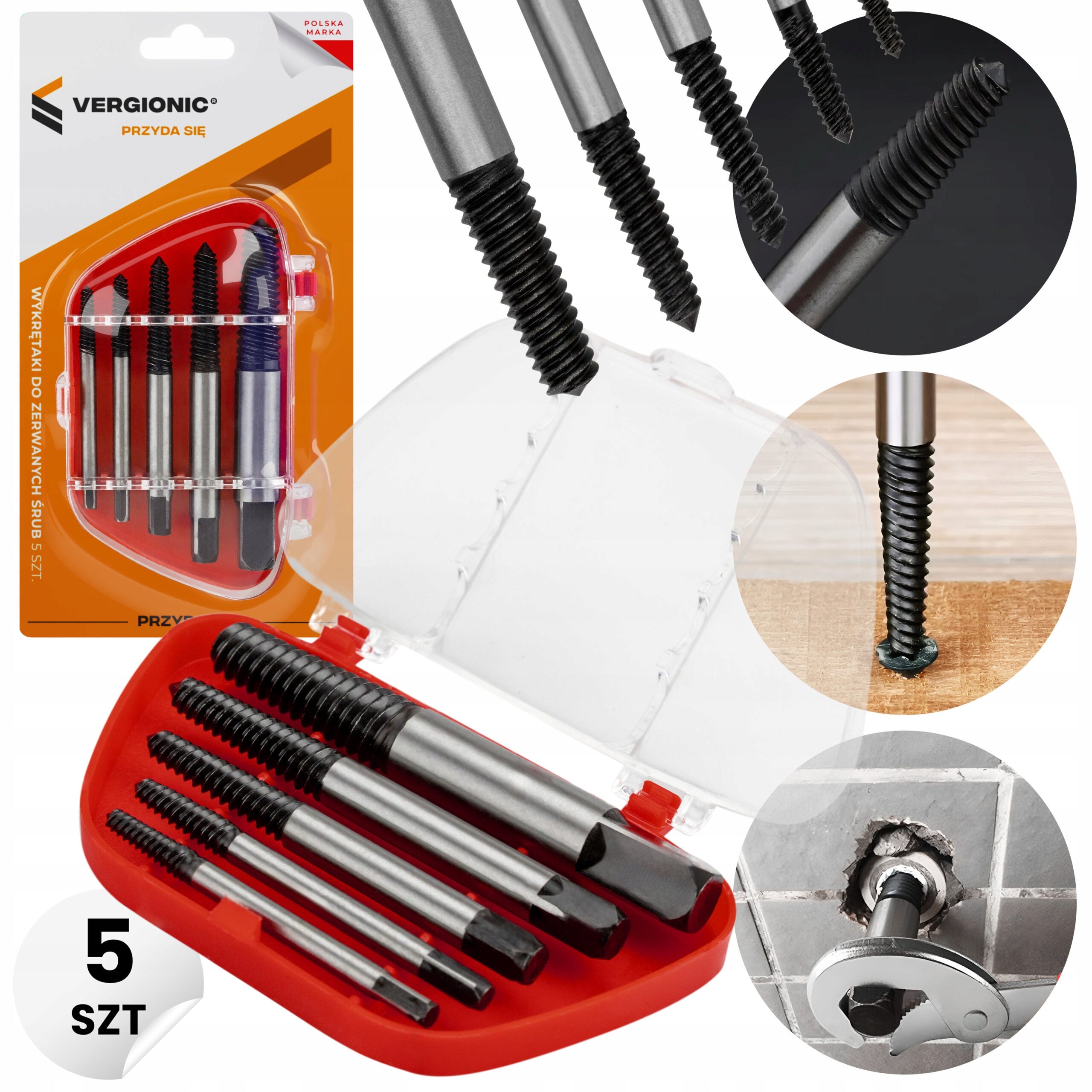 SET OF TWISTERS FOR BROKEN SCREW PIN SOCKETS 5PCS