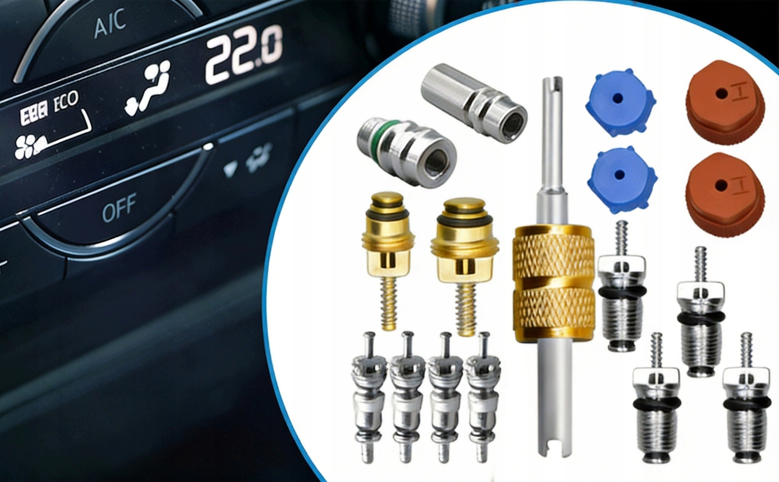 SET OF VALVES FOR AIR CONDITIONING CARS 17EL R134A R12 COPPER PORTABLE Brand no brand