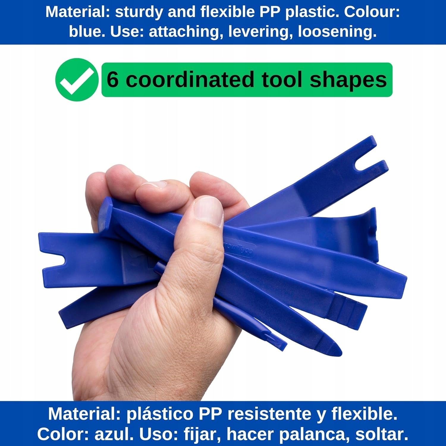 SET OF WEDGES FOR DISASSEMBLY OF THE CAR 6 PARTS BLUE PP Manufacturer code KLINY DEMONTAŻU SAMOCHODU 6 CZĘŚCI NARZĘ