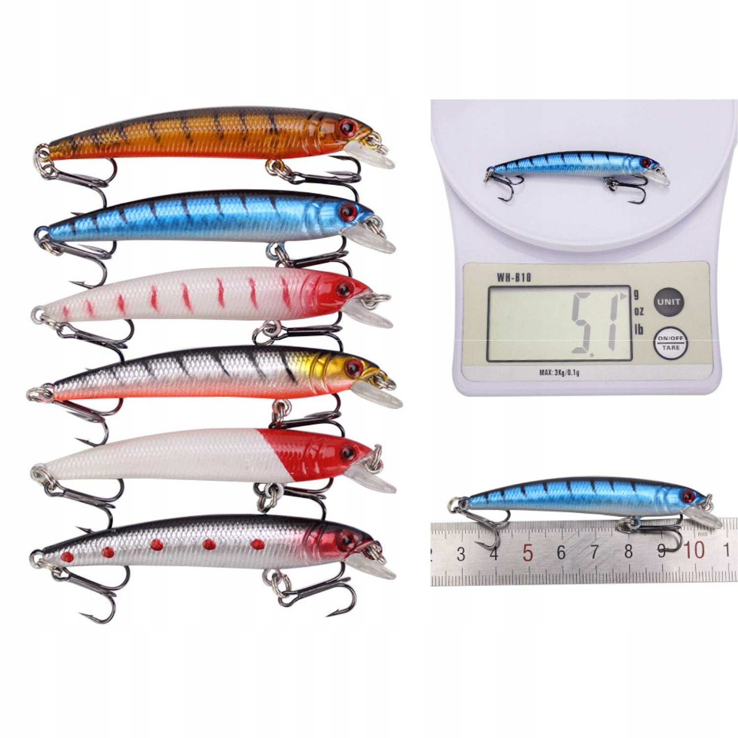 SET OF WOBBLERS 56PCS FOR PIKE ZANDER BAIT PERCH 2-8.5g 3-10cm Model 56szt