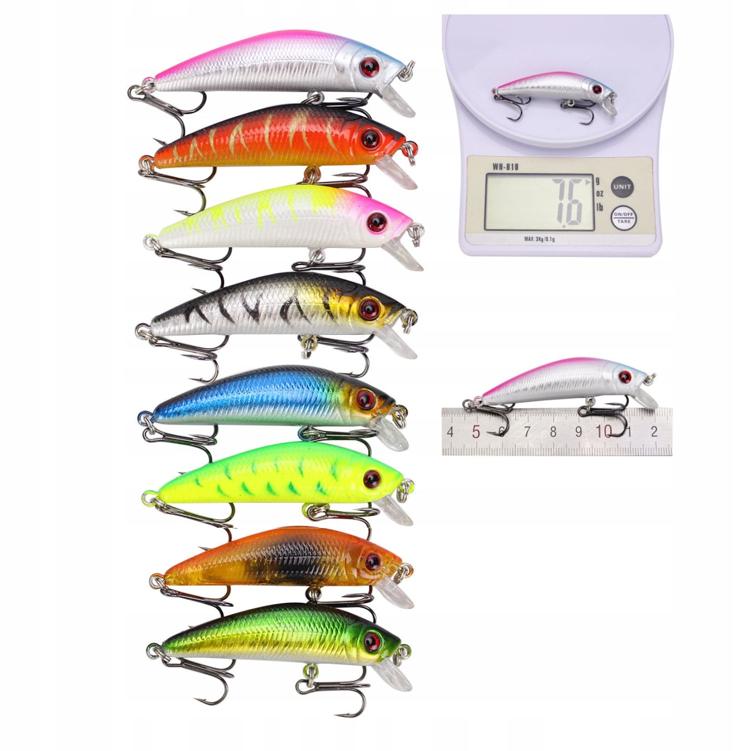SET OF WOBBLERS 56PCS FOR PIKE ZANDER BAIT PERCH 2-8.5g 3-10cm Packaging status original