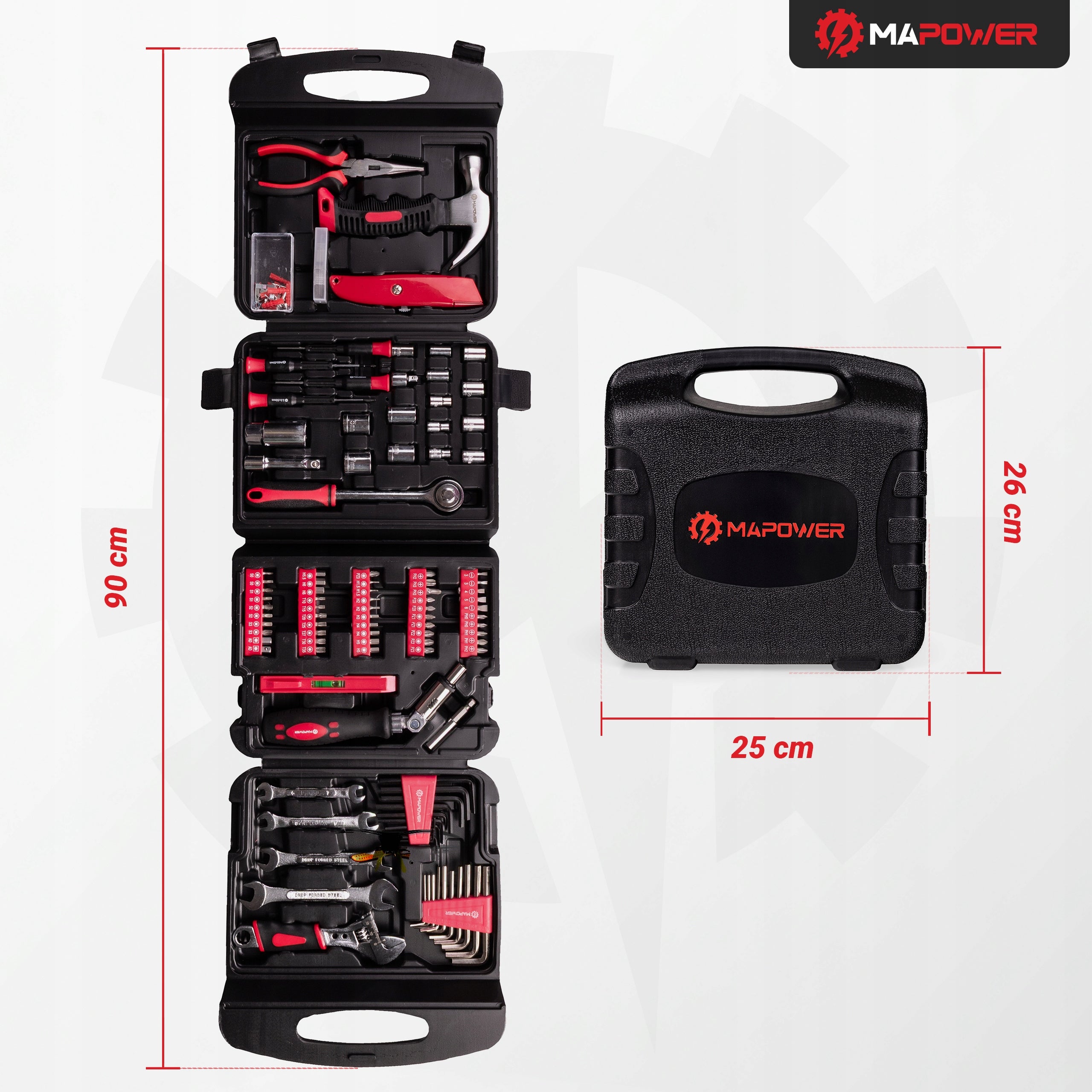 SET OF WRENCH TOOLS TOOL CASE CRV CAPS BITS 165 ELE MAPOWER Customs tariff code 82060000