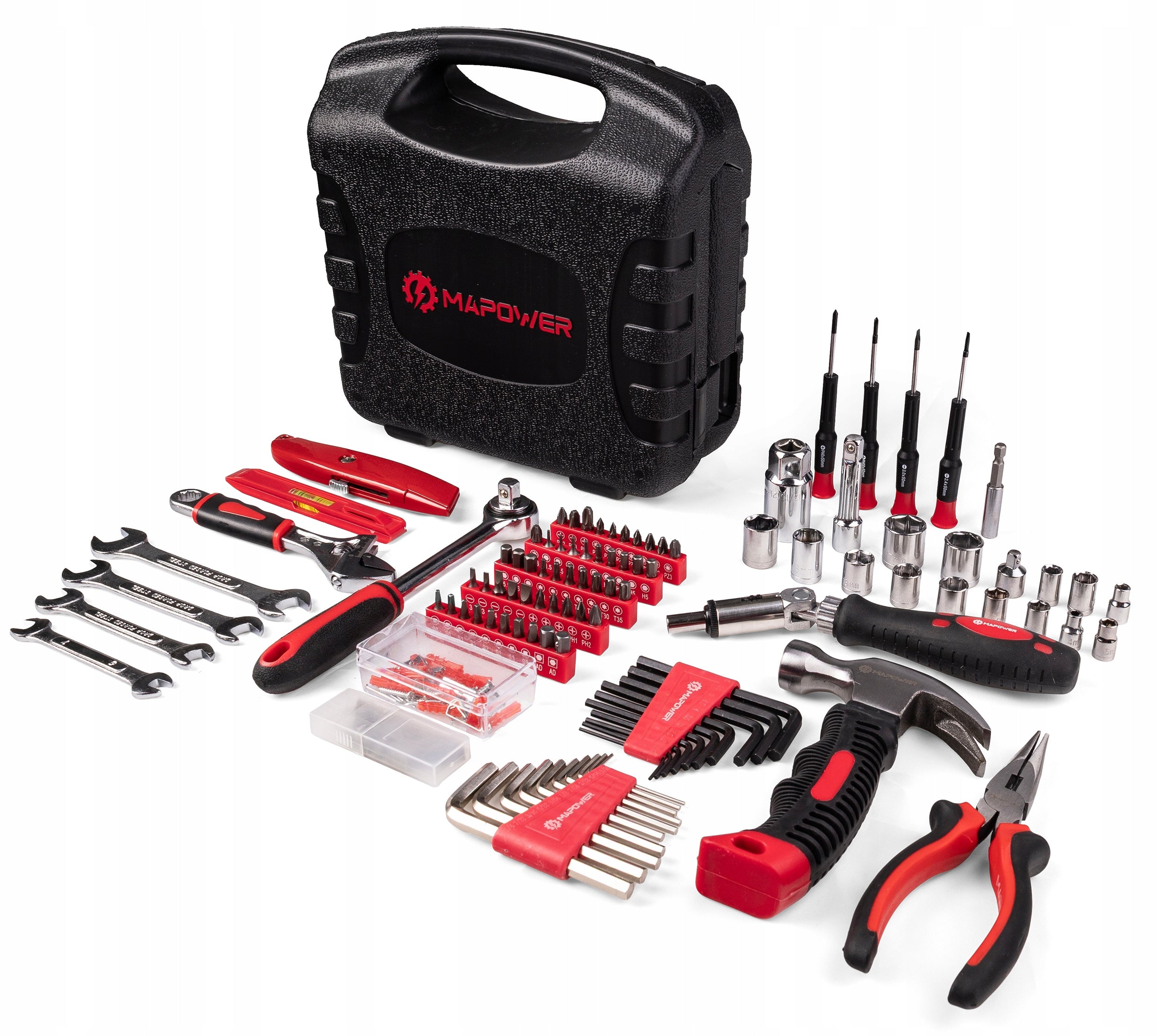 SET OF WRENCH TOOLS TOOL CASE CRV CAPS BITS 165 ELE MAPOWER Manufacturer code MPTS165