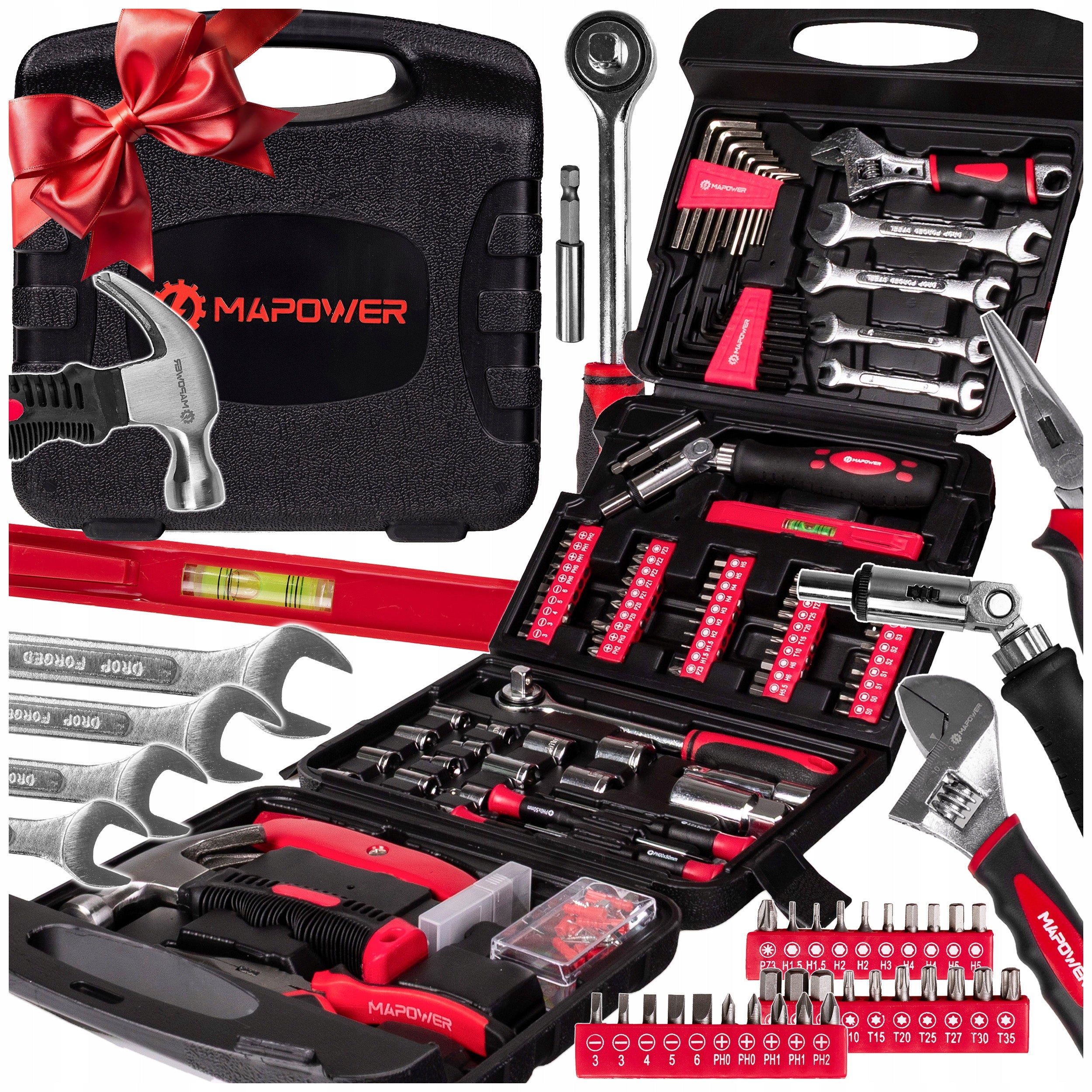 SET OF WRENCH TOOLS TOOL CASE CRV CAPS BITS 165 ELE MAPOWER