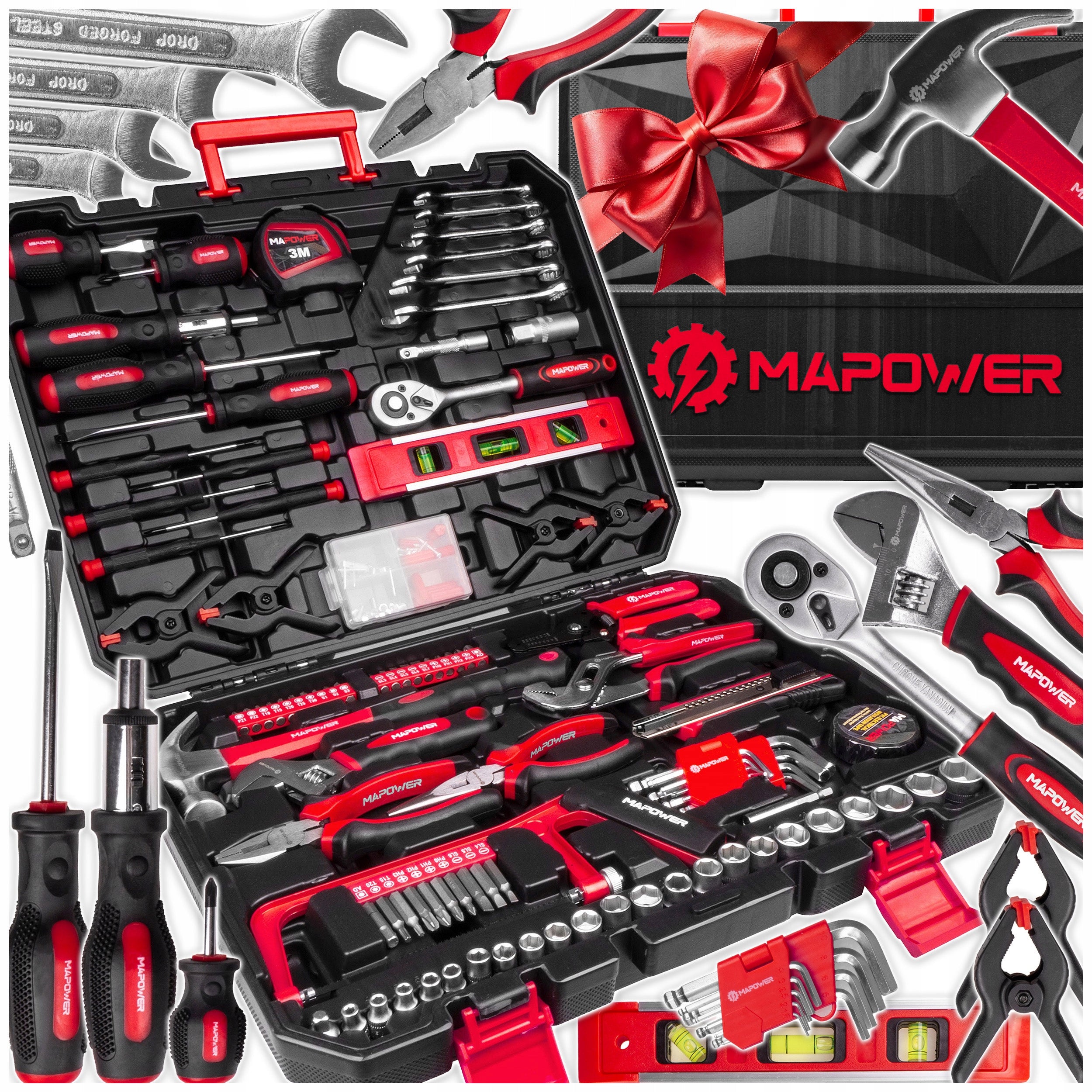 SET OF WRENCH TOOLS TOOL CASE CRV CAPS BITS 168 ELE MAPOWER