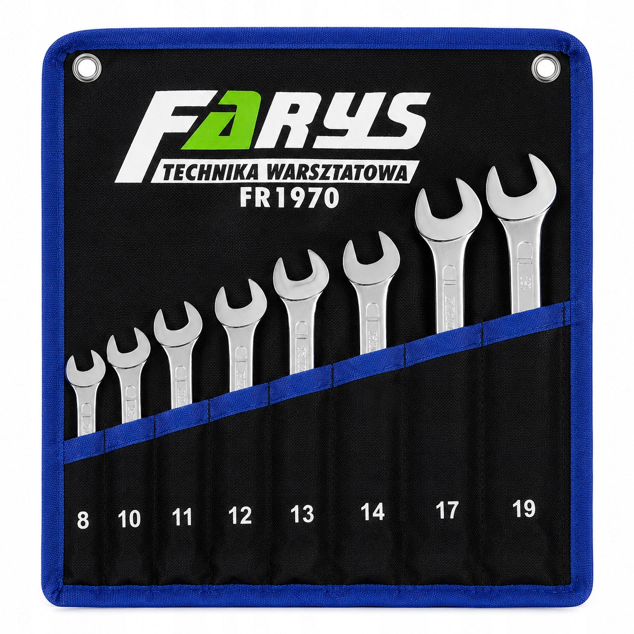 SET OF WRENCHES 8-19MM 8pcs CRV DIN3113 CASE FARYS FR1970 Brand Farys