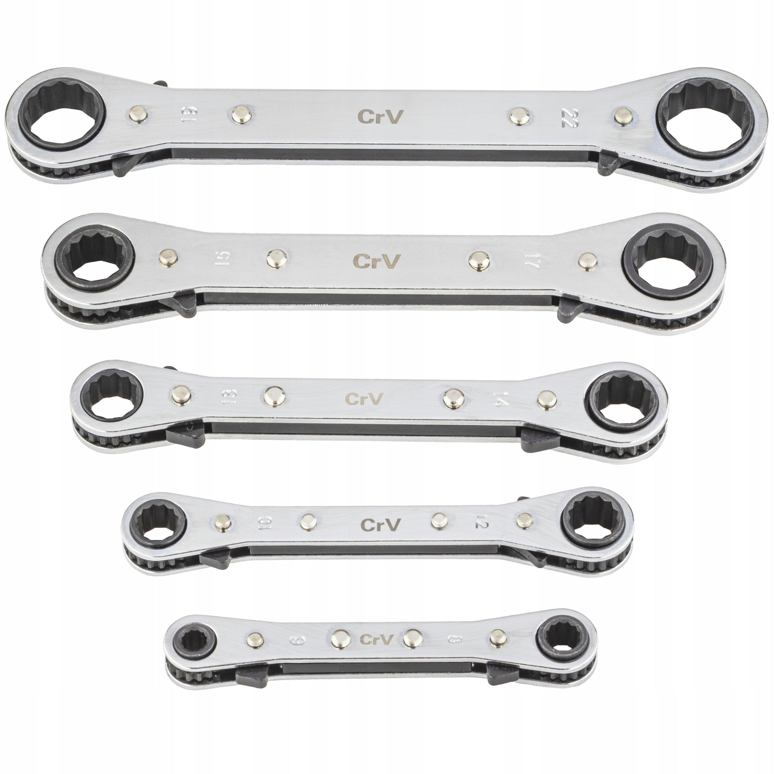 SET OF WRENCHES EYE WRENCHES WITH DOUBLE-SIDED RATCHET 6-22 MM 5 EL Brand Vorfal