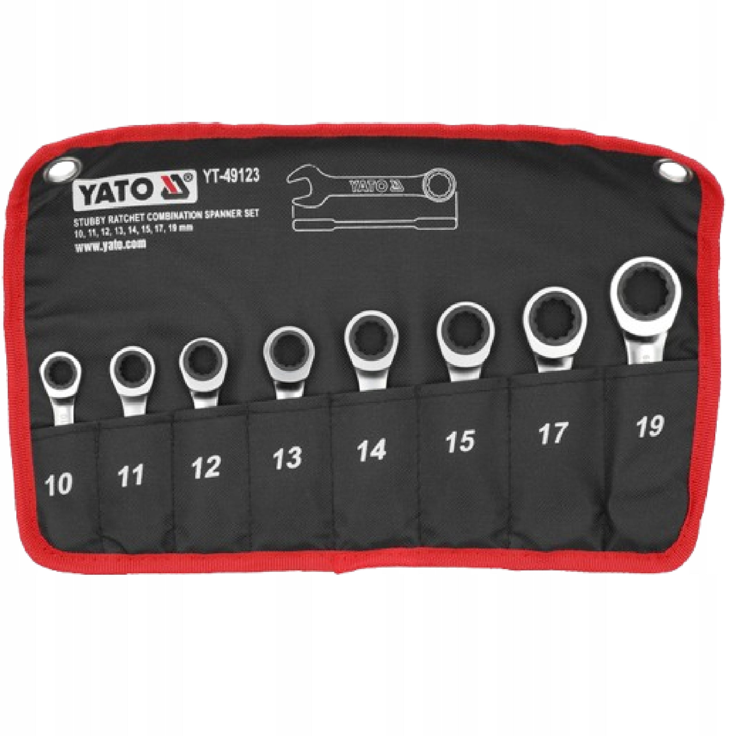 SET OF WRENCHES FLAT-EYE WRENCHES 10-19MM STEEL RATCHETS SHORT 8PCS