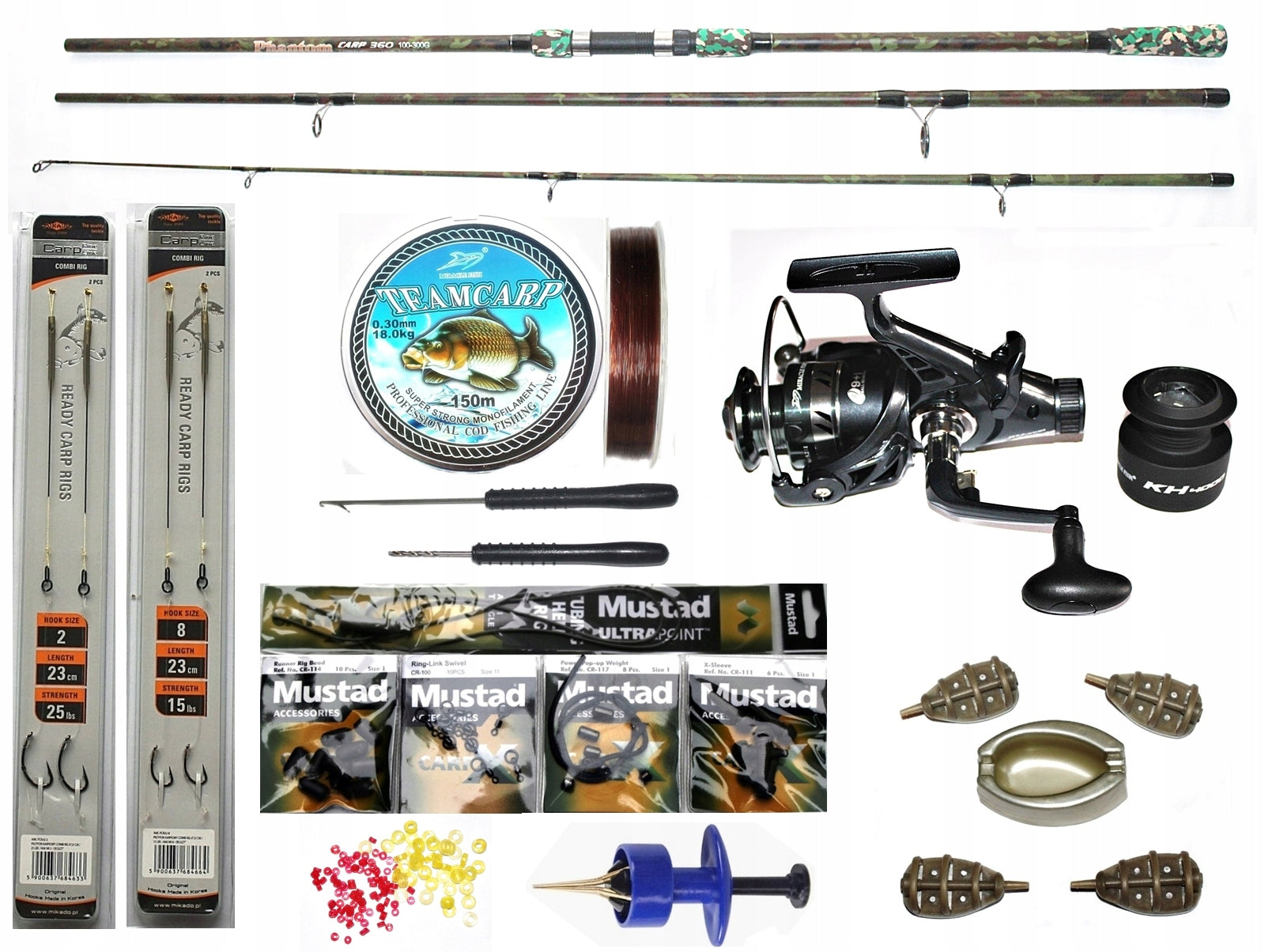 SET PHANTOM CARP 360cm 100-300gr.+ REEL KH 4000 10 BEARINGS + EQUIPMENT