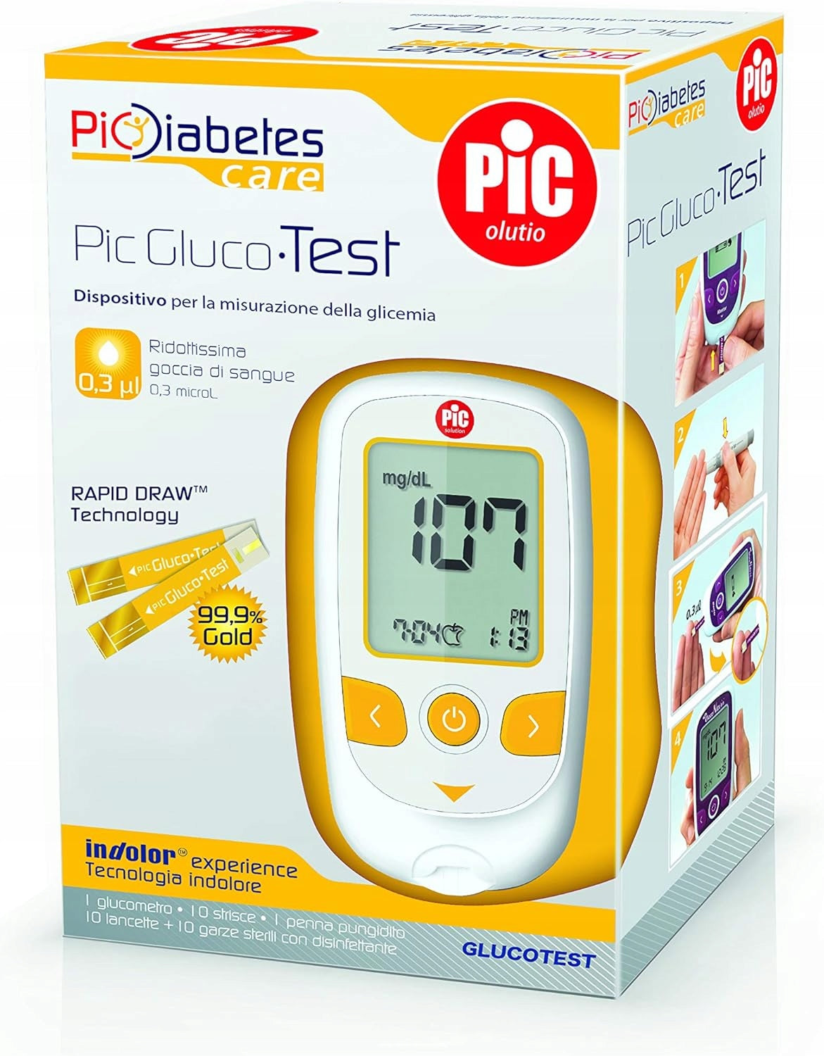 SET PIC GLUCOTEST GLUCOSE METER for sugar measurement