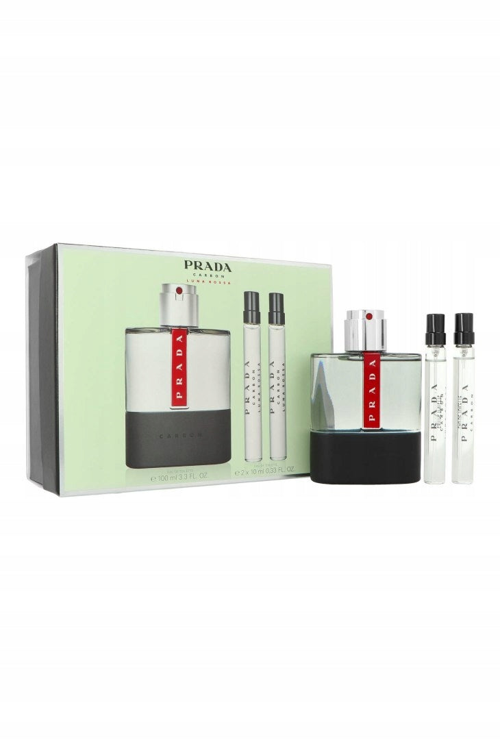 SET PRADA LUNA ROSSA CARBON 100ML EAU DE TOILETTE + 2x10ML MINIATURE Manufacturer code 3614274109399