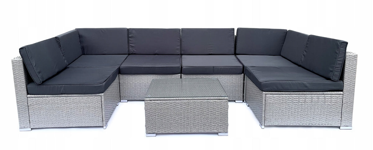 SET RATTAN SOFA TABLE RATTAN 6 PEOPLE HORSESHOE CORNER