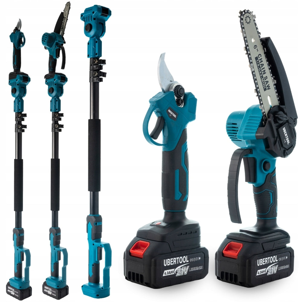 SET SAW AND PRUNER ON BOOM 21V 2x4Ah TELESCOPE 2.8M