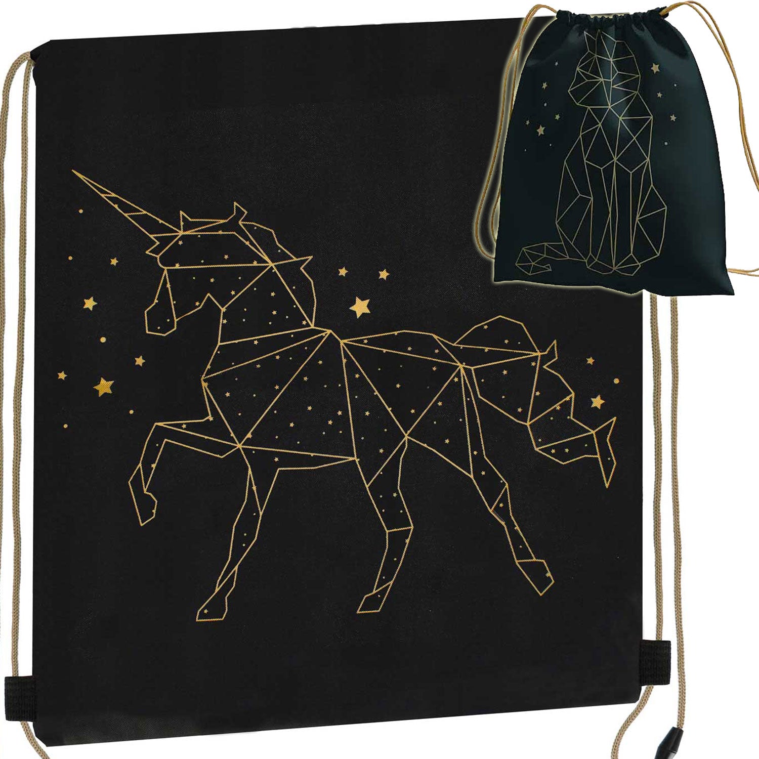 SET SCHOOL BACKPACK FOR GIRLS BLACK GOLD UNICORN PENCIL CASE BAG Brand Starpak