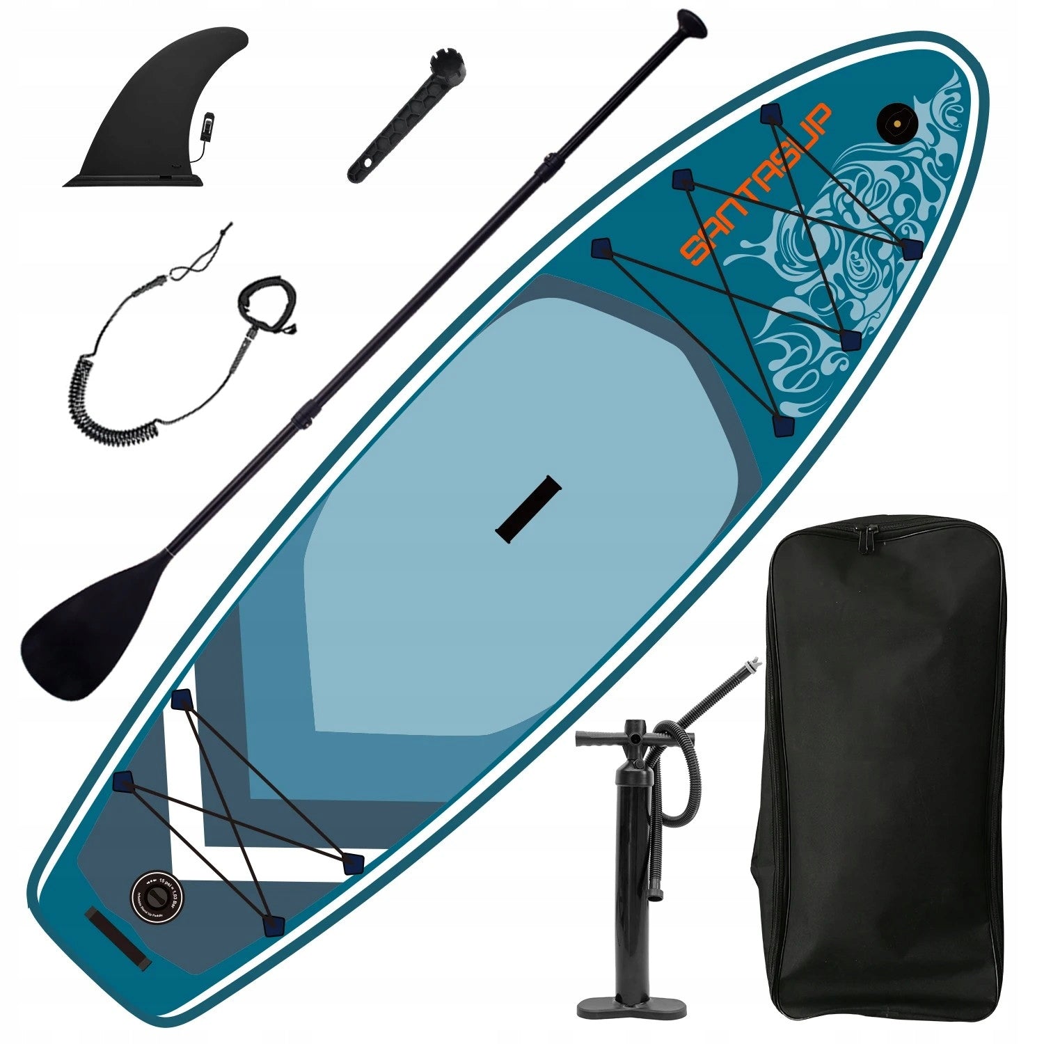 SET SUP BOARD 300x85x12cm 3 SEATER PADDLE PUMP BAG LANYARD BALLAST Brand ITIMPORT