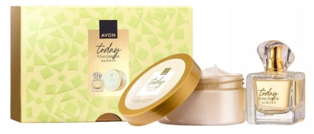 SET TODAY Tomorrow Always Avon perfume 50 ml + lotion mousse in a box